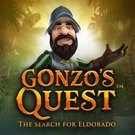 Portada de Gonzo’s Quest, The Search for Eldorado, con Gonzo en la selva